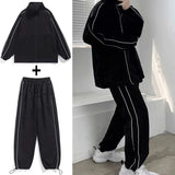 Jinquedai Men's Sets New Casual One-piece Suit Male Sportswear Women Suits Overalls Trousers Loose Fleece Zipper Long Sleeves Jacket Pants jinquedai