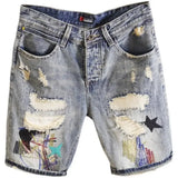 Jinquedai Short Jeans Pants For Men Graphic Multi Color Embroidery Man Denim Shorts New In Original With Youthful Emo Thin Summer Xxxl Xl