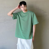 Jinquedai  Summer Plaid Printed Short Sleeve Casual Tops Men's Fashion Elegant Handsome Loose Temperament Male T-shirts JY1430 jinquedai