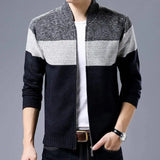 Spring Winter New Men's Cardigan Single-Breasted Fashion Knit  Plus Size Sweater Stitching Colorblock Stand Collar Coats Jackets jinquedai