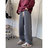 Jinquedai High Quality Stripe Plaid Men's Trousers Baggy Straight Fashion Classic Padded Autumn Winter Casual Pants Male Plus Size M-8XL jinquedai