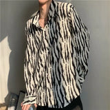 Jinquedai Spring New Printing Youth Men's Loose Shirt Tops Long Sleeve Polo Neck All-match Trend Blouse Fashion Casual Men Clothing S-3XL jinquedai