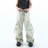 Korean Parachute Cargo Pants Men Hip Hop Wide Leg Cargo Trousers Male Streetwear Loose Casual Men Clothing Safari Style jinquedai