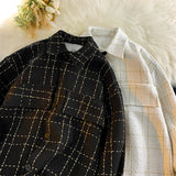 Jinquedai  Fashion Plaid Jacket Basic Casual Men Women Coat Button Cardigan Jacket Large Size Unisex Jackets jinquedai