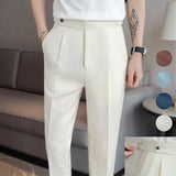 Jinquedai 90% Linen 10% Cotton 2024 Suit Pants Naples Breathable Casual Pants Men's Height Suit Pant M-3XL Men's Straight Pants