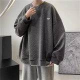 Korean Men Sweatshirts Hip Hop Solid Color Basic O Neck Oversized Pullovers  Autumn Fashion Casual Long Sleeve Tops jinquedai