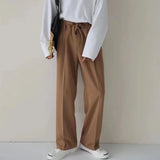 Jinquedai  New Spring Summer Men's Casual Straight Classic Black Rose High Waist Pants Korean Wide Leg Trousers For Men jinquedai