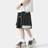 Jinquedai  Trendy Patchwork Shorts for Men Baggy Track Pants Side Pockets Basketball Short Pants Hip-hop Street Male Shorts jinquedai