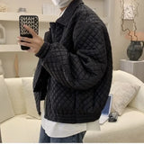 Winter New  Korean Padded Jacket Clothes Men's Trendy Short Loose Lapel Diamond Coat Cityboy Casual Thickened Parkas jinquedai