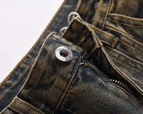 Jinquedai Men Vintage Blue Denim Pants Patchwork Loose Baggy Jeans Retro Straight Jeans Trousers jinquedai