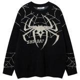 Jinquedai Y2K Spider Sweater Men Punk Goth Knitwear Streetwear Harajuku Hip Hop Oversized Sweaters Pullover Knit Sweater Jumper Tops jinquedai