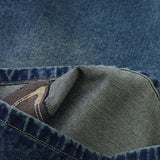 Jinquedai Men Jeans Shorts Y2K Harajuku Retro Embroidery Star Patch Baggy Denim Shorts Streetwear Summer Fashion Casual Short Pants Blue jinquedai