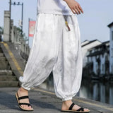 Jinquedai Spring Brand Pants Men Lce Silk Dragon Dark Flower Loose Bloomers High Quality Wide Leg Casual Trousers Male