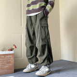 Men's Brown Y2K Baggy Japan Pants Oversized Corduroy Loose Wide Leg Cargo Pant Trousers Casual Men Sweatpants Streetwear Korean jinquedai