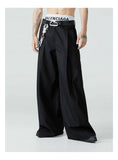 Jinquedai Spring Autumn Long Loose Casual Baggy Flowy Soft Black Pleated Wide Leg Pants Men Luxury Designer Emo Clothing 2024 jinquedai