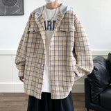 Jinquedai Hip Hop Autumn Hooded Jacket for Men Fashion Loose Hoodie Woolen Fabric Korean Style Couple Woolen Jacket Coat Unisex Streetwear jinquedai