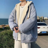 Lamb Plush Thickened Jacket for Men's Insport Trendy Winter Cardigan Plush Insulation Outwear Autumn Hooded Sweatshirt jinquedai
