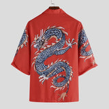 Jinquedai Summer Clothing Men's Loose Stylish Hip Hop Shirt Casual Graphics Dragon Printed Mid-sleeved Shirts for Men Fashion Big Size Top jinquedai