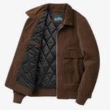 Autumn Winter Male Corduroy Jacket Casual Stripe Lapel Safari Jackets Versatile Men's Clothing Trend Elegant Loose Coat jinquedai