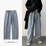 Jinquedai Large Size Workwear Wide Leg Jeans Ins Baggy Pants Men's Fashion Brand Oversize Trousers Black Japanese Streetwear Pants 4XL 5XL jinquedai