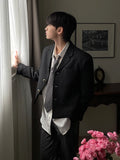 Jinquedai  Men's Clothing Tide Korean Casual Short Style Suit Coat 2024 Spring New Loose Simple Long Sleeve Blazers For Male jinquedai