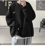 Korean Men Sweatshirts Hip Hop Solid Color Basic O Neck Oversized Pullovers  Autumn Fashion Casual Long Sleeve Tops jinquedai