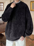 Mohair Sweaters Men Korean Thicken Warm Knitting Autumn Winter Loose Casual Long Sleeve Pullovers Fleece Streetwear jinquedai