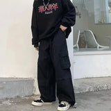 Baggy Black Cargo Pants for Men Khaki Cargo Trousers Male Harajuku Loose Casual Autumn Japanese Streetwear Hip Hop Retro jinquedai