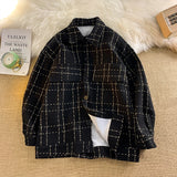 Jinquedai  Fashion Plaid Jacket Basic Casual Men Women Coat Button Cardigan Jacket Large Size Unisex Jackets jinquedai