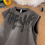 Jinquedai Fashion Letter Print Sleeveless Vest 2024 Summer Men Basketball Vest T-shirt Casual Loose Suede Tank Top jinquedai