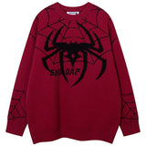 Jinquedai Y2K Spider Sweater Men Punk Goth Knitwear Streetwear Harajuku Hip Hop Oversized Sweaters Pullover Knit Sweater Jumper Tops jinquedai