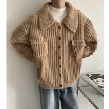 Jinquedai Winter Thick Cardigan Sweater Men Warm Fashion Short Sweater Coat Men Korean Loose Lapel Sweater Cardigan Mens Jumper Clothes jinquedai