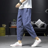 Jinquedai Men's Clothing Loose Spring Summer Thin Elastic Waist Pockets Striped Simplicity Handsome Fashion Casual Comfortable Pants jinquedai