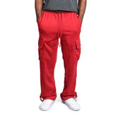 Autumn Winter Fleece Sweatpant Men's Casual Multi-pocket Loose Straight-leg Overalls Male Solid Color Thick Casual Pants jinquedai