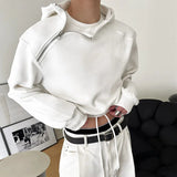 Men Hoodies Solid Color Zipper Hooded Long Sleeve Streetwear 2023 Fashion Casual Sweatshirts Personality Crop Tops S-5XL