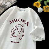 Jinquedai Cartoon Graphic Tshirt Kawaii Oversized Tee Shirt Retro Cute Dog Graphic T-Shirt Men Women Y2k Tops Couple Short Sleeve T-shirts jinquedai