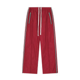 Jinquedai  Y2K Wide Leg Pants with Side Zips Men Sweatpants Male Loose Casual Sport Red Black Trousers Zipper Split jinquedai