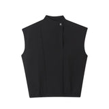 Jinquedai Men Clothing 2024 Spring Summer Stand Collar Design Sleeveless Short Vests Pullover Vest Shirt Fashion Tops For Male jinquedai