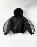 Hip hop trend Harajuku striped loose zipper coat Warm cotton-padded jacket New Street fashion personality men winter jacket jinquedai