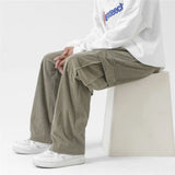 New Winter Japanese Fashion Brand Leisure Corduroy Multi-Pocket Cargo Pants Men's Thick Loose Straight jinquedai