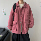 Jinquedai Vintage Men's Corduroy Jacket Multi Pocket Work Clothes Harajuku Sold Color Windbreaker Loose Shirt Jacket For Men And Women jinquedai