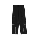 Cargo Pants Men Zipper Oversize Wide Leg Trousers Male Streetwear Hip Hop Casual Korean Japanese Pocket Safari Style jinquedai