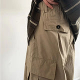 Japanese Wide Leg Cargo Pants Men Vintage Oversize Cargo Trousers Male Loose Casual Streetwear Hip Hop Pocket Autumn jinquedai