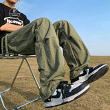 Summer Cargo Pants Men Black Wide Cargo Trousers Male Green Casual Loose Japanese Korean Streetwear Hip Hop Safari Style jinquedai