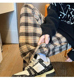 Green Plaid Pants Men Harajuku Winter Wide Leg Checked Trousers Male Oversize Big Size Casual Sweatpants Streetwear 8XL jinquedai