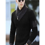 Jinquedai 2024 New Pullover American Men's Scarf Collar Sweater Knitted Sweater Long Sleeved Knitwear Men Women Spliced Sweater Jacket jinquedai