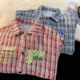 Jinquedai  American Retro Plaid Jacket Korean Trend Couple Jackets Embroidery Design Unisex Outerwear Loose Plus Size Men's Coat jinquedai