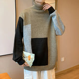 Men's Pullover Sweater Loose Patch Color Style Warm Tops Autumn Winter New Oversize Male Long Sleeve Knitwear jinquedai