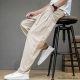 Jinquedai Spring Cotton Linen Pants Men Elastic Waist Casual Harem Pant Loose Sweatpants Traditional Chinese Trousers pantalons homme jinquedai