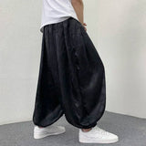 Jinquedai Spring Brand Pants Men Lce Silk Dragon Dark Flower Loose Bloomers High Quality Wide Leg Casual Trousers Male